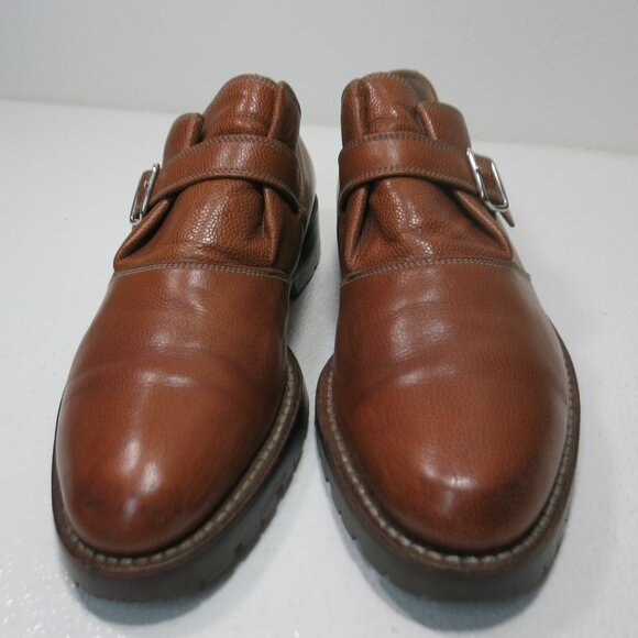 Walter Steiger Monk Strap Pebbled Grained Leather Oxford Shoes Mens Footwear 8.5 - Picture 5 of 7